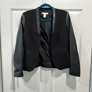 H&M Black Blazer with Faux Leather Accents